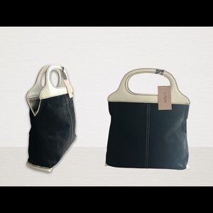 JCrew black n white suede bag
